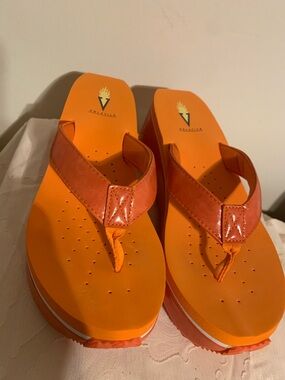 Volatile Orange Platform Flip Flop Sandals